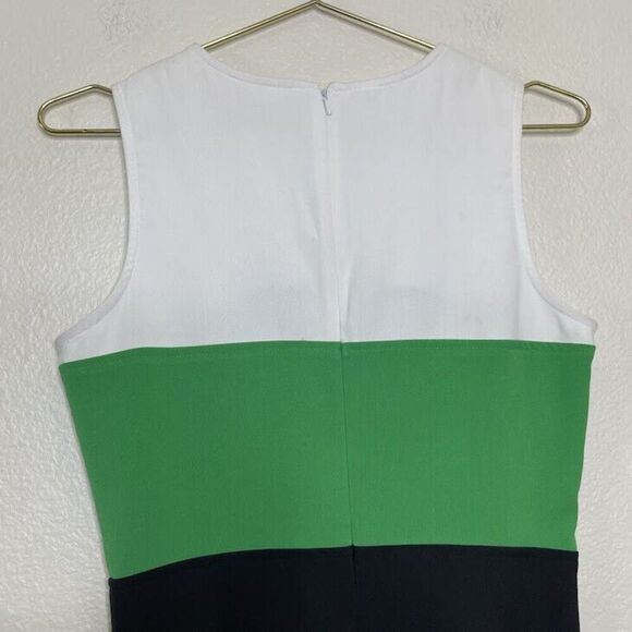 Michael Kors Dress Size 2 Fit Flare Mini Spring Green Colorblock Sleeveless Work - Picture 6 of 8